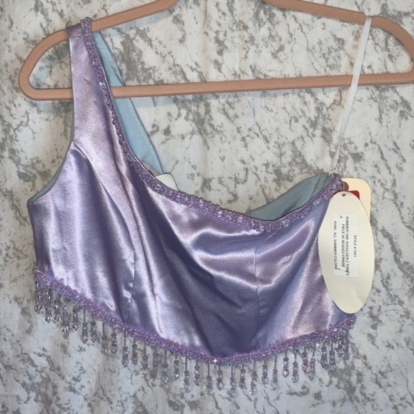 Panoply 2 Piece Maxi Gown 1 Shoulder Crop Top and Maxi Skirt Lavender Size 8 - Picture 6 of 15